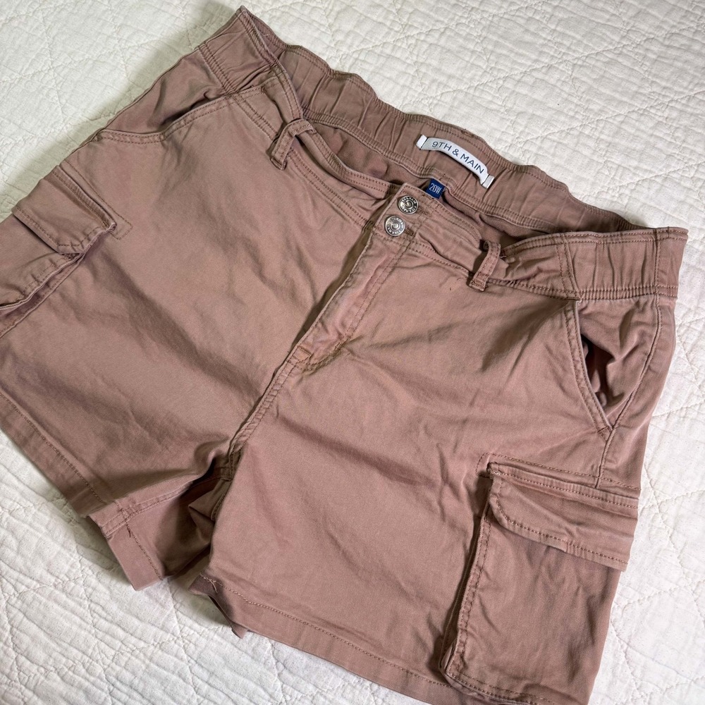 9th & Main Mauve Cargo‎ Shorts Womens 20W Utility Gorpcore Streetwear Tan Brown